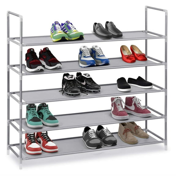 Zimtown 5 Tier Stainless Steel Shoe Rack,Shoe Storage Stackable Shelves