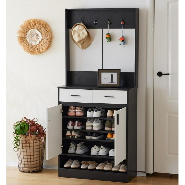 Zimtown 5-in-1 Hall Tree with Shoe Storage Double Door, Coat Rack