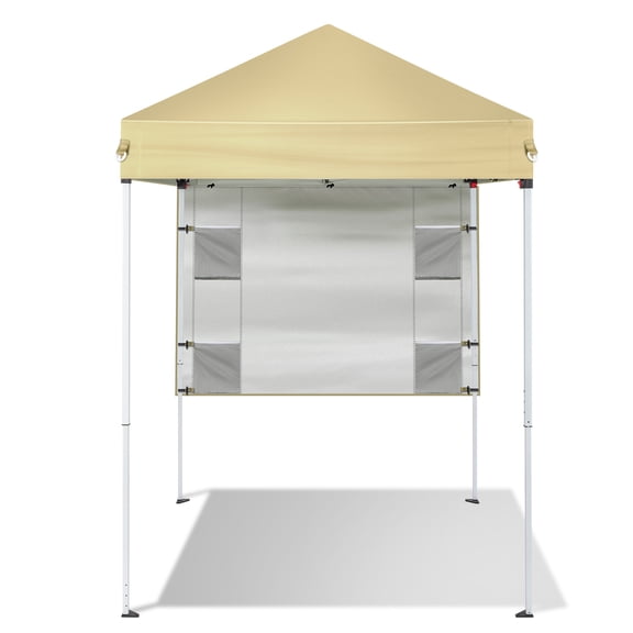 Zimtown 5' x5' Ez Up Pop Up Canopy Tent Outdoor Instant Shelter w/ Pockets Sidewall Khaki