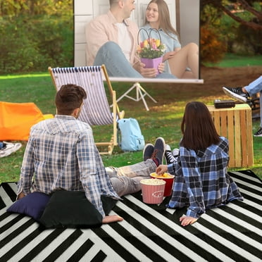 Zimtown 5'x8' Outdoor Rug for Patio Waterproof Mat,Reversible Plastic Camping Black
