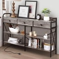 thumbnail image 1 of Zimtown Modern Console Table with Power Outlet, 55" Narrow Sofa Table Industrial Entryway Table with USB Ports, Behind Couch Table for Entryway, Hallway, Foyer, Living Room, Bedroom, Gray, 1 of 8