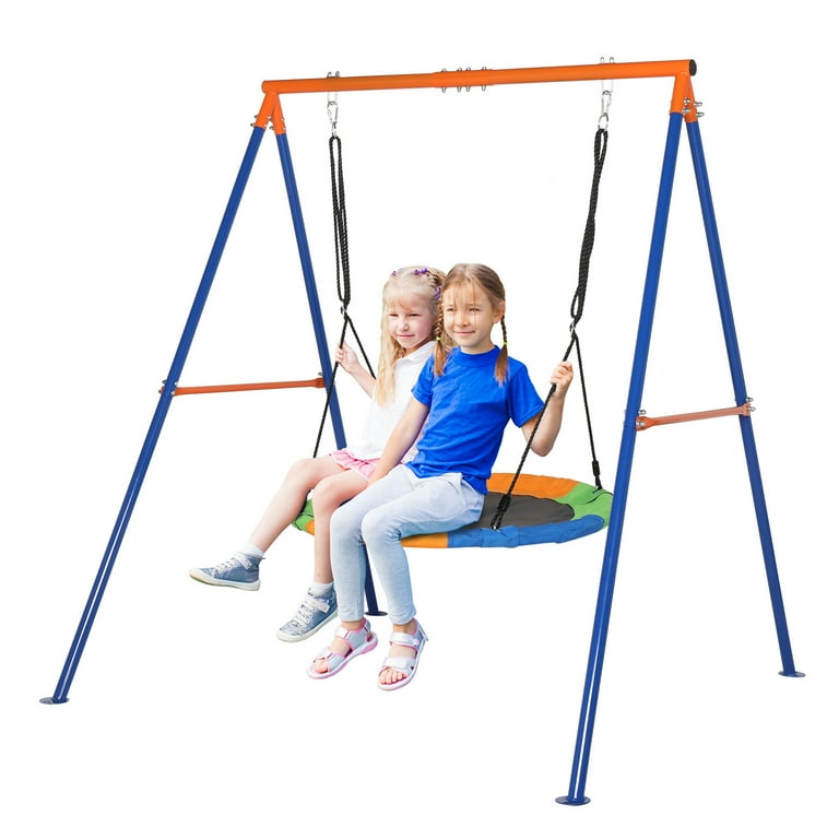 Zimtown 550lbs Capacity Flying Saucer Swing Set with Heavy Duty A Frame Metal Swing Stand 40 Kids Swing for Backyard Playground Outdoor