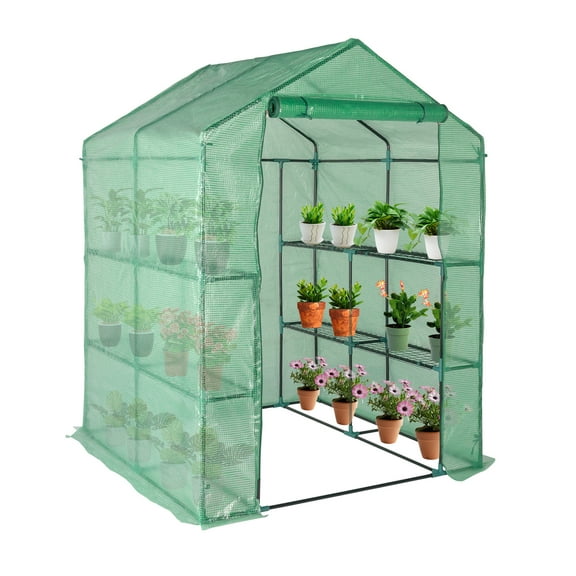 Zimtown 56" Walk-In Plant Greenhouse, 8-Tier Shelves, PE Cover, Indoor/Outdoor, Green