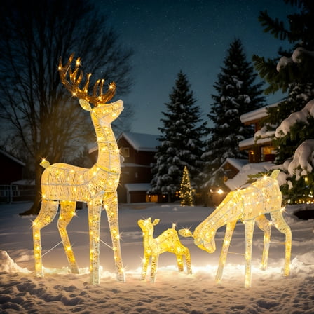 Zimtown 5FT Christmas Reindeer Set Lighted Outdoor Yard Decoration 300 LED Lights