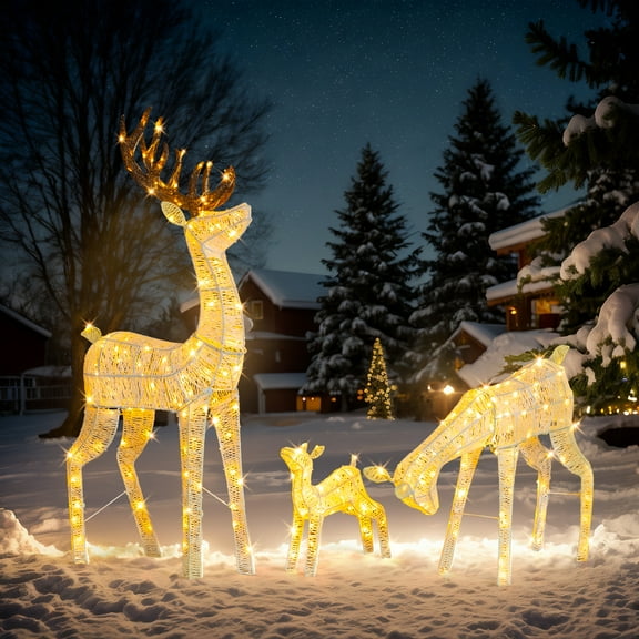 Zimtown 5FT Christmas Reindeer Set Lighted Outdoor Yard Decoration 300 LED Lights