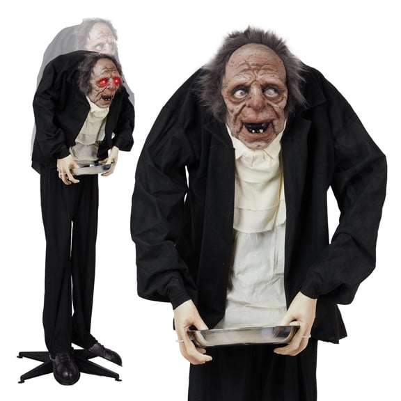 Zimtown 5FT Halloween Animatronic Grandpa w/ Candy Dish The Sound Activated Standing Halloween Prop