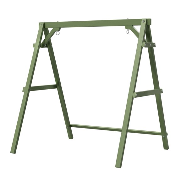 Zimtown 5ft A-Frame Swing Stand, 600lb Olive Green Wooden Porch Frame for Outdoor Use