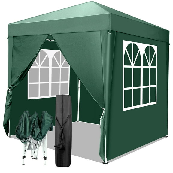 Zimtown 6.5 x 6.5ft Canopy  Pop Up Tent for Outdoor Waterproof Party Wedding 4 Sidewalls Green