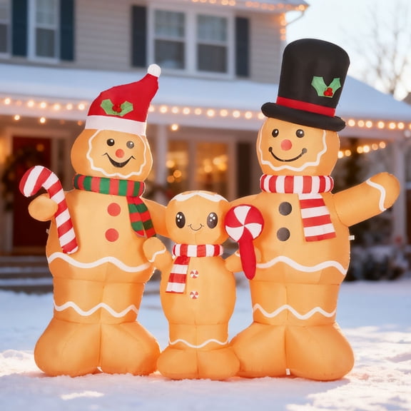 Zimtown 6.5FT Inflatables Gingerbread Man Family Outdoor Christmas Decorations for Holiday Lawn Garden Party