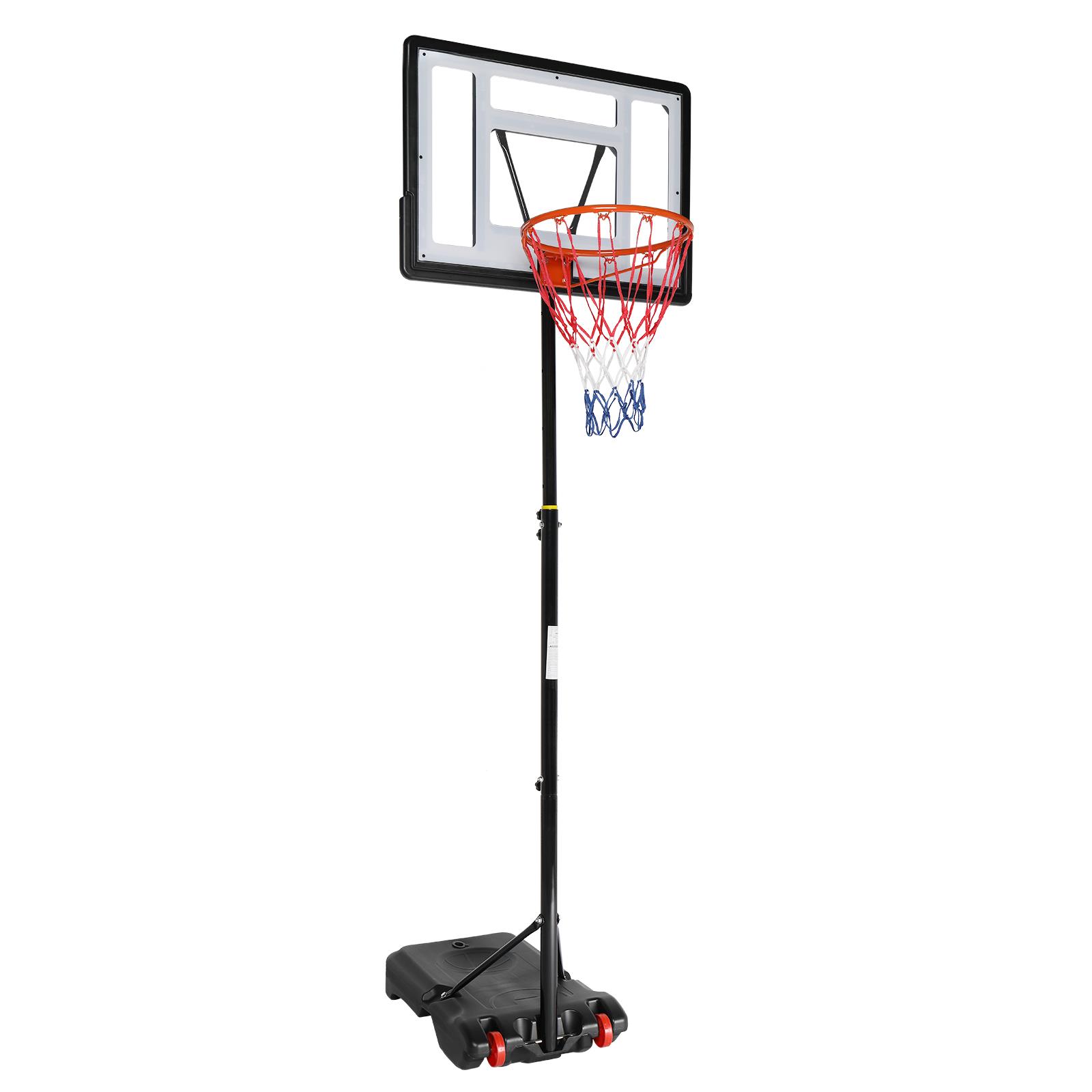 Zimtown 6.5ft-8ft Portable Basketball Hoop System Stand, Height Adjustable Basketball Goal, with 32"W PVC Backboard 2 Nets Wheels, for Youth Kids Teenagers Indoor Outdoor Playing - image 1 of 8