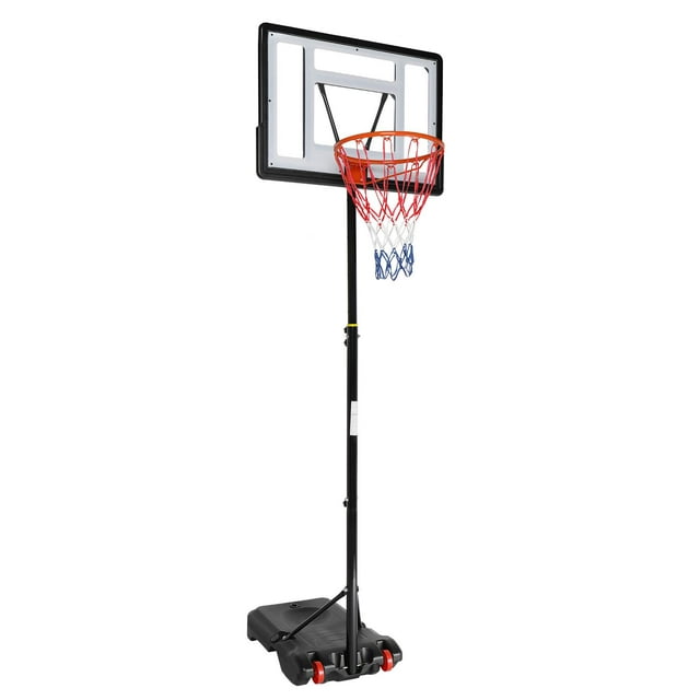 Zimtown 6.5ft-8ft Portable Basketball Hoop System Stand, Height Adjustable Basketball Goal, with 32"W PVC Backboard 2 Nets Wheels, for Youth Kids Teenagers Indoor Outdoor Playing