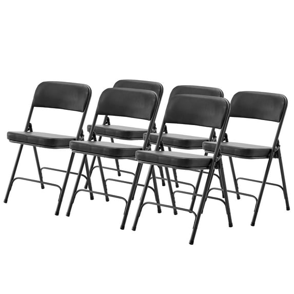 Zimtown 6 Pack Folding Chairs Portable Metal with Ultra Soft PU Padded Cushion Seats for Home Office Party, Black