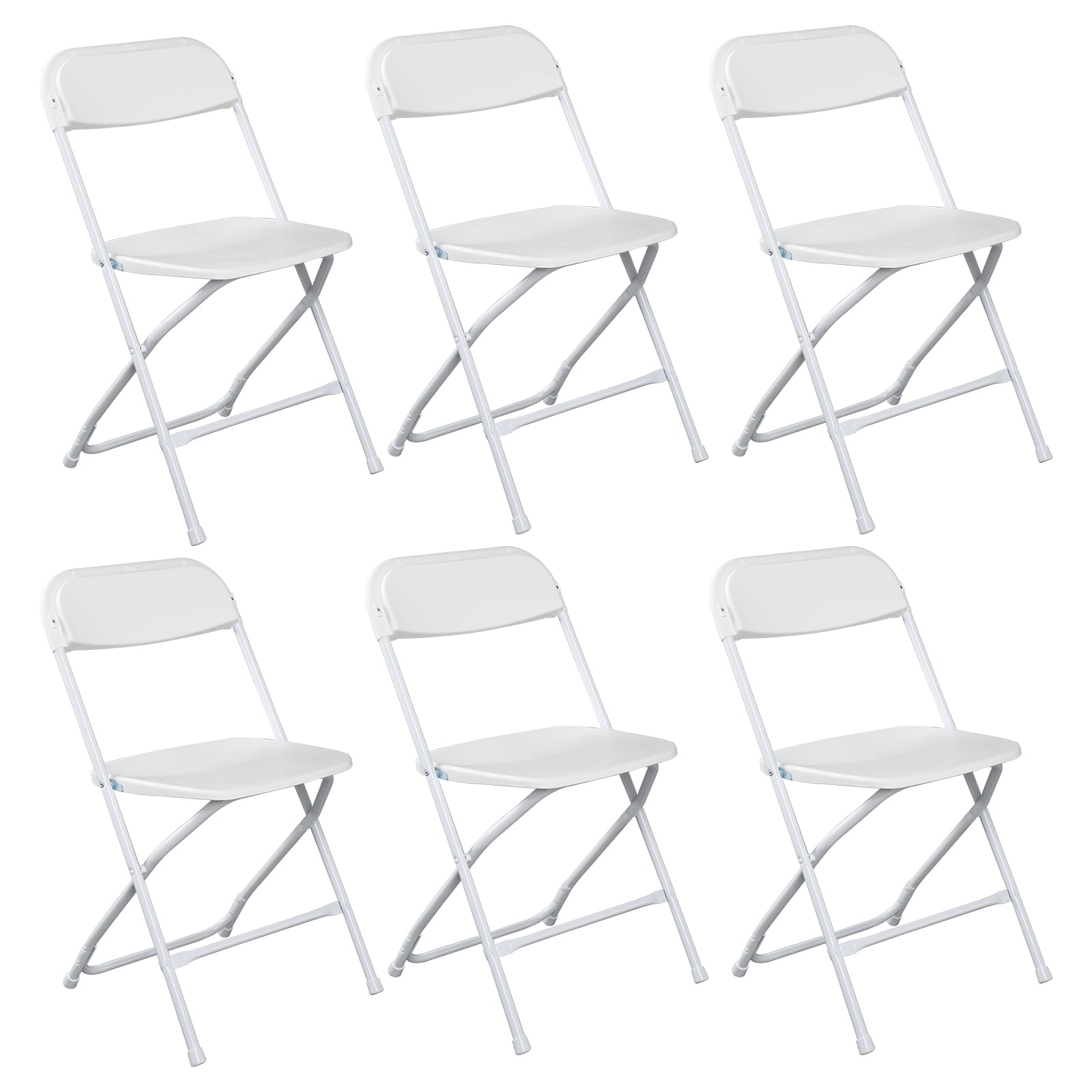 Zimtown 6Pack Stacking Folding Chairs, White Plastic Seat, Ideal for