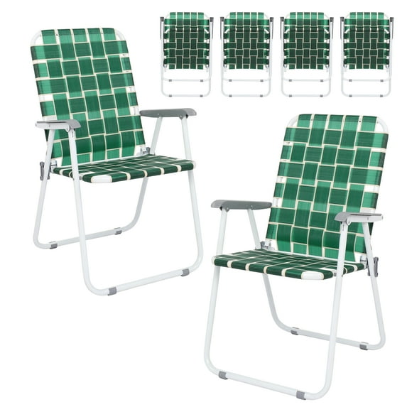 Zimtown 6 Pack Lawn Chair Set Patio Folding Web Outdoor Portable Camping Chair(Dark Green)