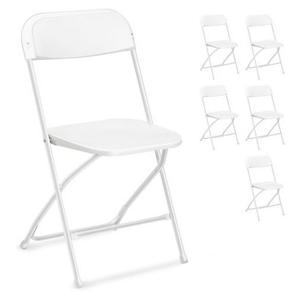 Zimtown 6 Pack Stackable Folding Chairs, Versatile, Durable, and Space-Saving Portable, Stackable, and Functional, White