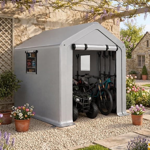 Zimtown 6 x 10 Foot Outdoor Storag Shed Portable Storage Shed Shelter for Vehicles, Motorcycles, Bikes & Outdoor Tools