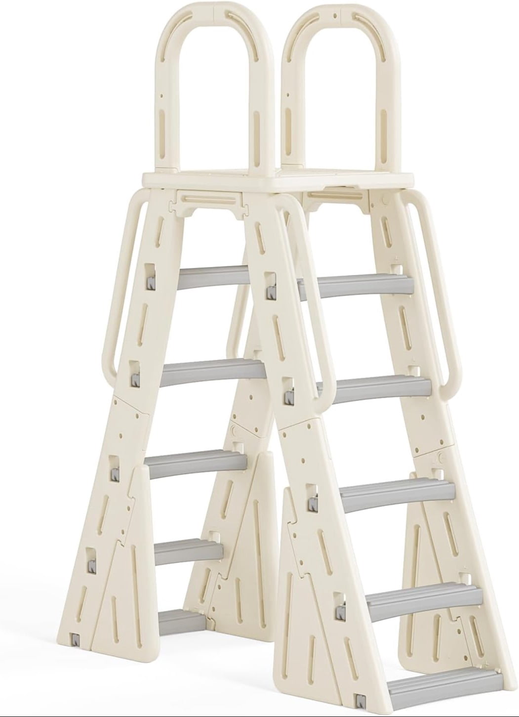 Zimtown 60in A-Frame Above Ground Pool Ladder, Beige Blow-Molded Pool Steps with Non-Slip Steps