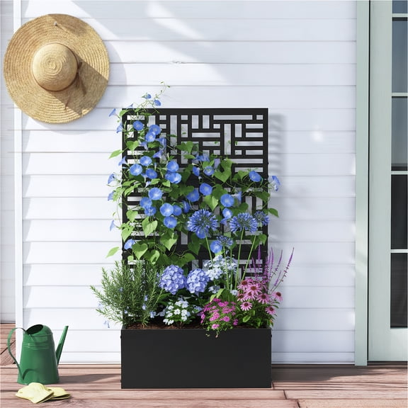 Zimtown 61in Vertical Garden Bed, Outdoor Raised Planter with Integrated Drainage for Climbing Plants & Blooming Flowers