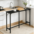 thumbnail image 1 of Zimtown 63" Long Counter Height Pub Table with Footrest, Tall Bar Table fro Kitchen, Dining Room, Multifunctional Dining Table Sturdy Metal Frame, Black, 1 of 7
