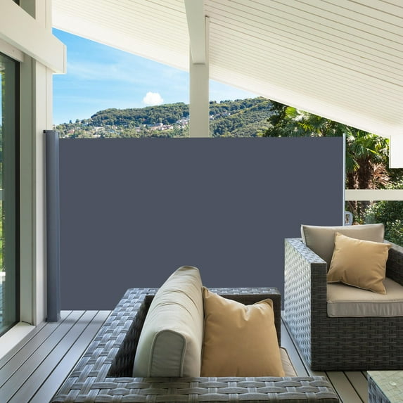 Zimtown 63" x 118" Side Awning Retractable Divider w/ Alloy Frame Dark Gray