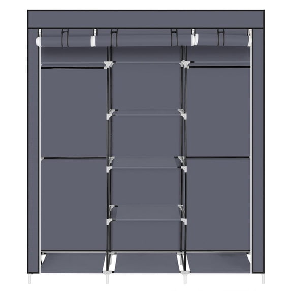 Zimtown 69'' Closet Wardrobe Portable Clothes Storage Organizer with Metal Shelves, Gray