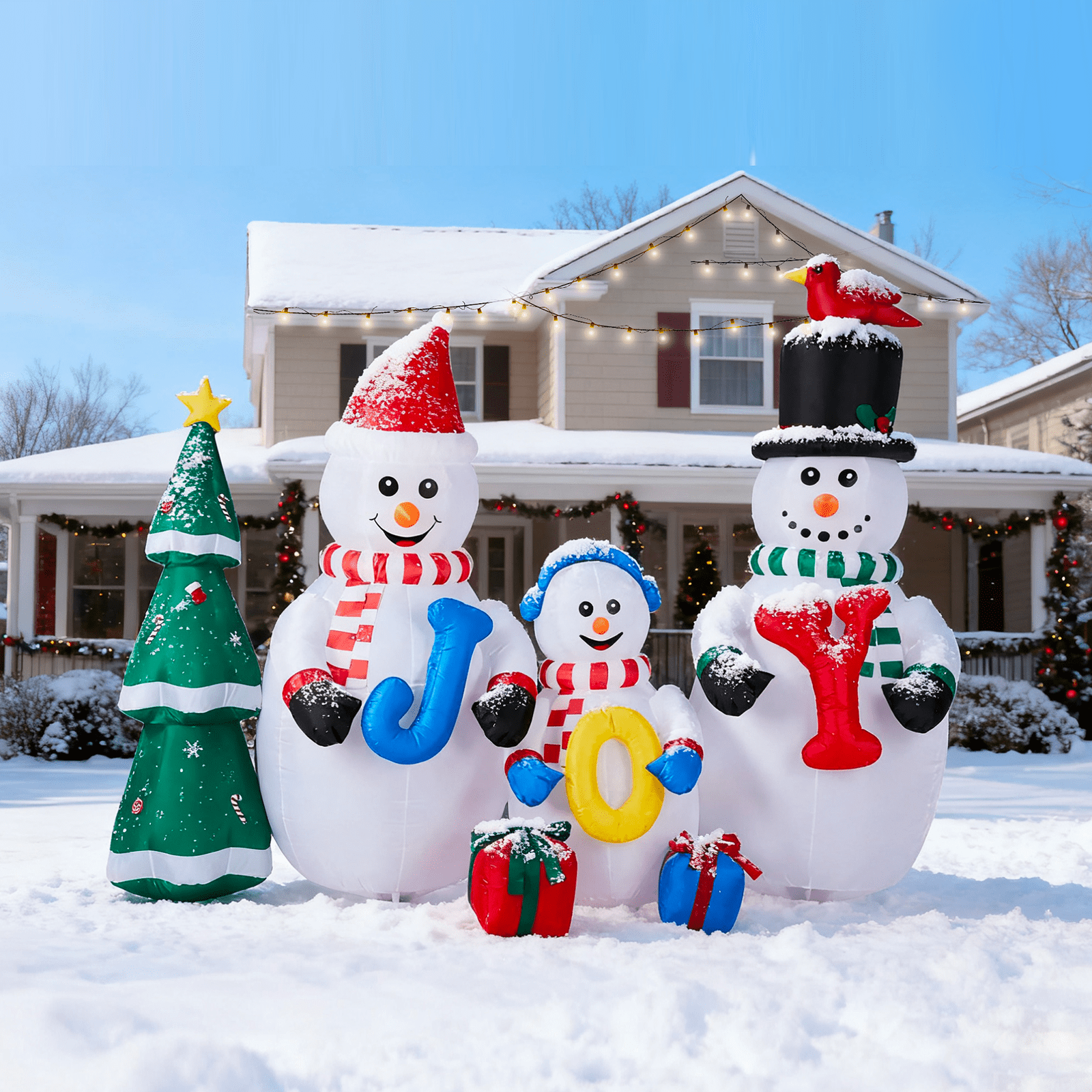 Zimtown 6FT Inflatables Snowman Family Outdoor Christmas Decorations
