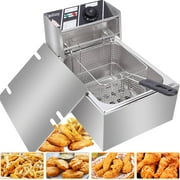 VIVOHOME 20.7 Qt 5000W Commercial Electric Deep Fryer with 2 x 6.35 Qt  Removable Baskets for Restaurant, Overheat Protection