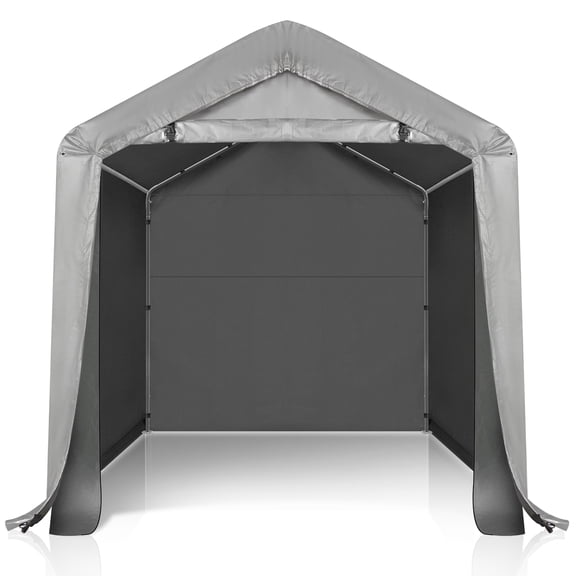 Zimtown 6x6 Foot Heavy-Duty Metal Carport Portable Garage with Zippered Door for Vehicles, Motorcycles, Bikes & Outdoor Tools