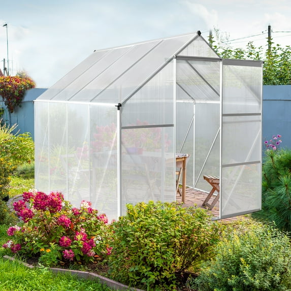 Zimtown 6x8ft Hybrid Polycarbonate Greenhouse for Garden, Outdoor Silver