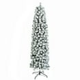 thumbnail image 1 of Zimtown 7.5ft Flocked Pencil Christmas Tree, 641 Tips PVC Artificial Slim Xmas Tree, 1 of 14
