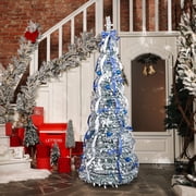 Zimtown 7 FT Pop Up Artificial Christmas Tree,Xmas Tree with 170 Lights and Remote Control for Holiday Party Home,Blue