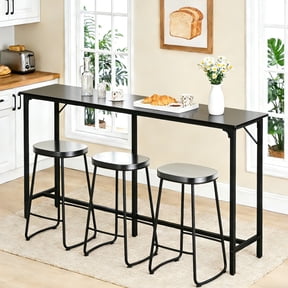 Zimtown 71" Mid-Century Narrow Pub Table, Black Counter Height Bar Table with Footrest, Sturdy Metal Frame Wood Breakfast Table for Dining Room (Only Table)