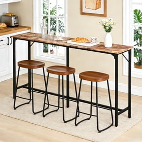 Zimtown 71" Mid-Century Narrow Pub Table, Rustic Brown Counter Height Bar Table with Footrest, Sturdy Metal Frame Wood Breakfast Table for Dining Room (Only Table)