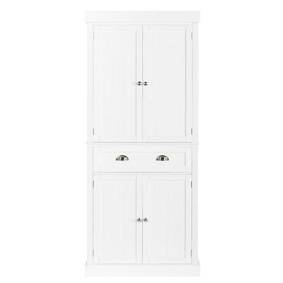 Zimtown 72H Freestanding Storage Pantry Utility Cabinet with Drawer, Soft Close Doors and Shelves, White