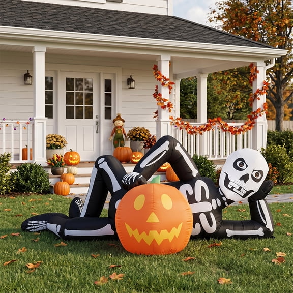 Zimtown 7FT Halloween Inflatables Skeleton Outdoor Halloween Decoration,7pcs LED Lights