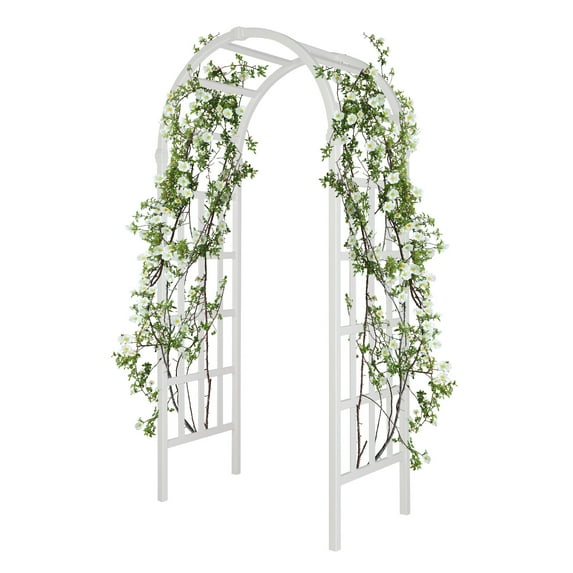 Zimtown 86'' Vinyl Garden Arbor PVC Arch for Wedding Party,Patio Climbing Plant