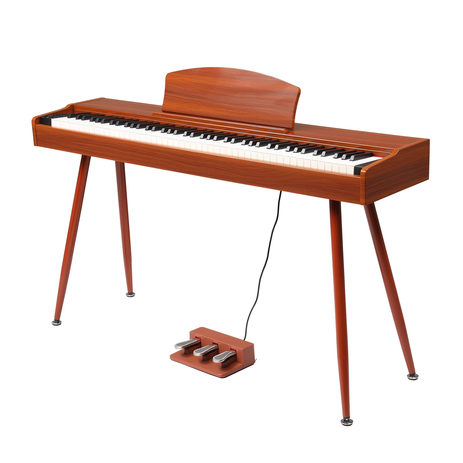 Zimtown 88 Key Keyboard Piano Weighted Action, Digital Piano with 3-Pedal Unit, Removable Music Stand, Stereo Headphone, Retro Dustproof Cloth and MIDI Connection