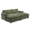 thumbnail image 1 of Zimtown 90" Sofa Bed Couch with Pillow Arms and Double Layer Cushions, Corduroy Loveseat Sofa with Removable Ottoman for Living Room, Green, 1 of 9