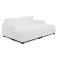 thumbnail image 1 of Zimtown 90“ Sofa Bed Couch with Pillow Arms and Double Layer Cushions, Corduroy Loveseat Sofa with Removable Ottoman for Living Room, Off White, 1 of 9