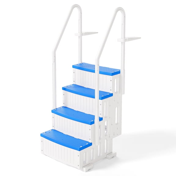 Zimtown Above Ground Pool Entry Step,White, 4 Steps, Plastic Pool Ladder, Blue & White