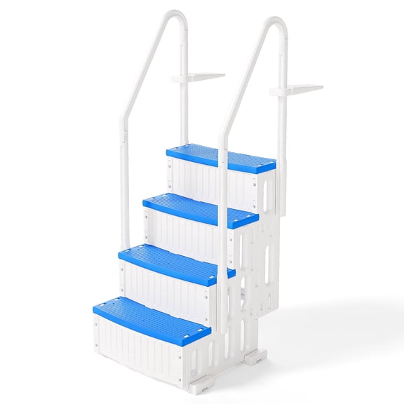 Zimtown Above Ground Pool Entry Step,White, 4 Steps, Plastic Pool Ladder, Blue & White