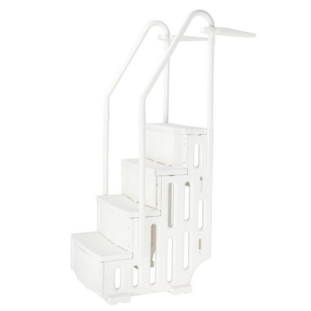 Zimtown Above Ground Pool Entry Step,White, 4 Steps, Plastic Pool Ladder