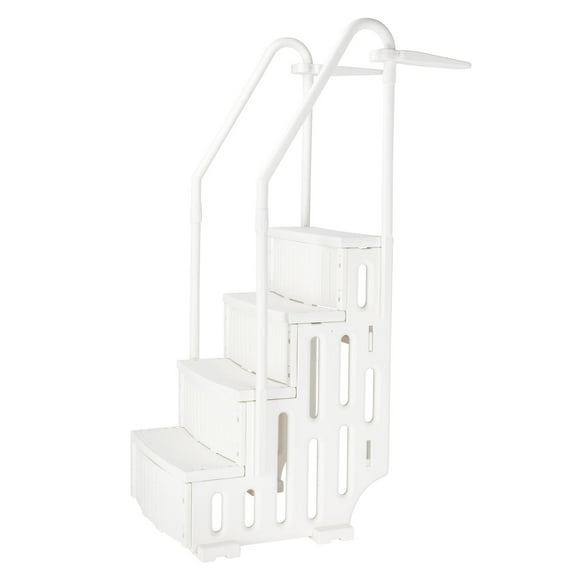 Zimtown 4-Step Above Ground Pool Ladder, White Plastic Entry Steps for Easy Pool Access