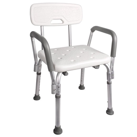 Zimtown Adjustable Medical Shower Chair Bathtub Bench Bath Seat Stool Armrest Back White