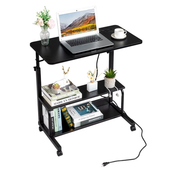 Zimtown Adjustable Computer Desk Rolling Lap Desks Side Table Sofa End Cart Laptop PC Tray with Charging Station