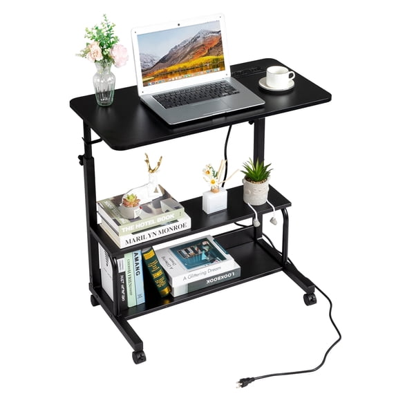 Zimtown Adjustable Computer Desk Rolling Lap Desks Side Table Sofa End Cart Laptop PC Tray with Charging Station