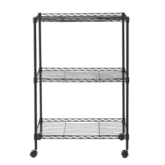 Zimtown Adjustable Storage Rack, 20"W x 10"D x 28"H 3-Shelf Rolling Utility Cart Wire Shelving