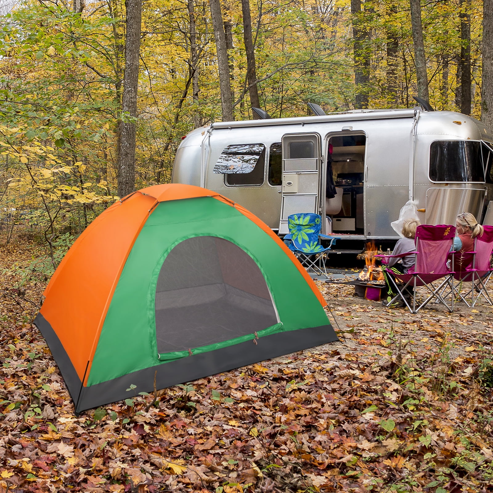 Zimtown All Season Single Person Oxford Fabric Instant Tent, Orange & Green