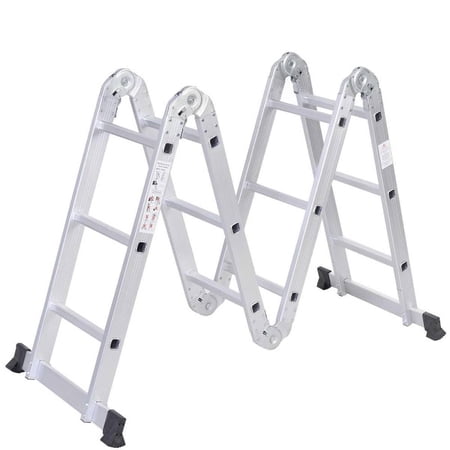 Zimtown Aluminum 12.5FT Platform Scaffold Ladder, 7 in 1 Extendable Extension Ladder