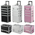 thumbnail image 1 of Zimtown Aluminum 4 in 1 Rolling Makeup Trolley Train Case Box Organizer,  Lockable  Salon Cosmetic Storage w/Wheels, 1 of 8